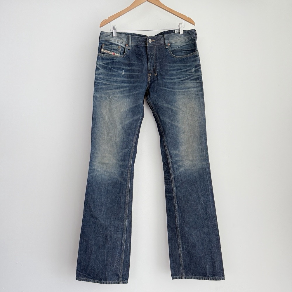 Diesel Zatiny Jeans Mens 33x36 Bootcut Fade Whisker Honeycomb 0880N Y2K 90s